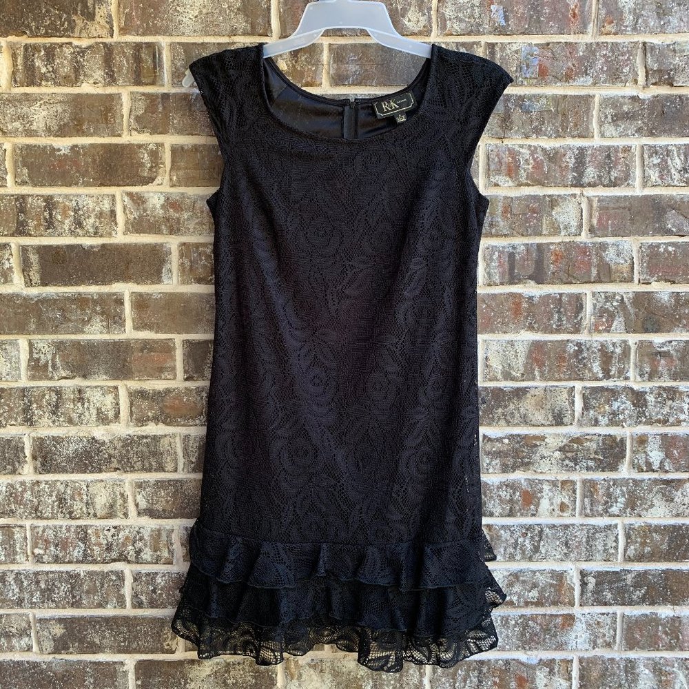 R & K evening Women's Short Sleeves A-line Dress Black Size 6